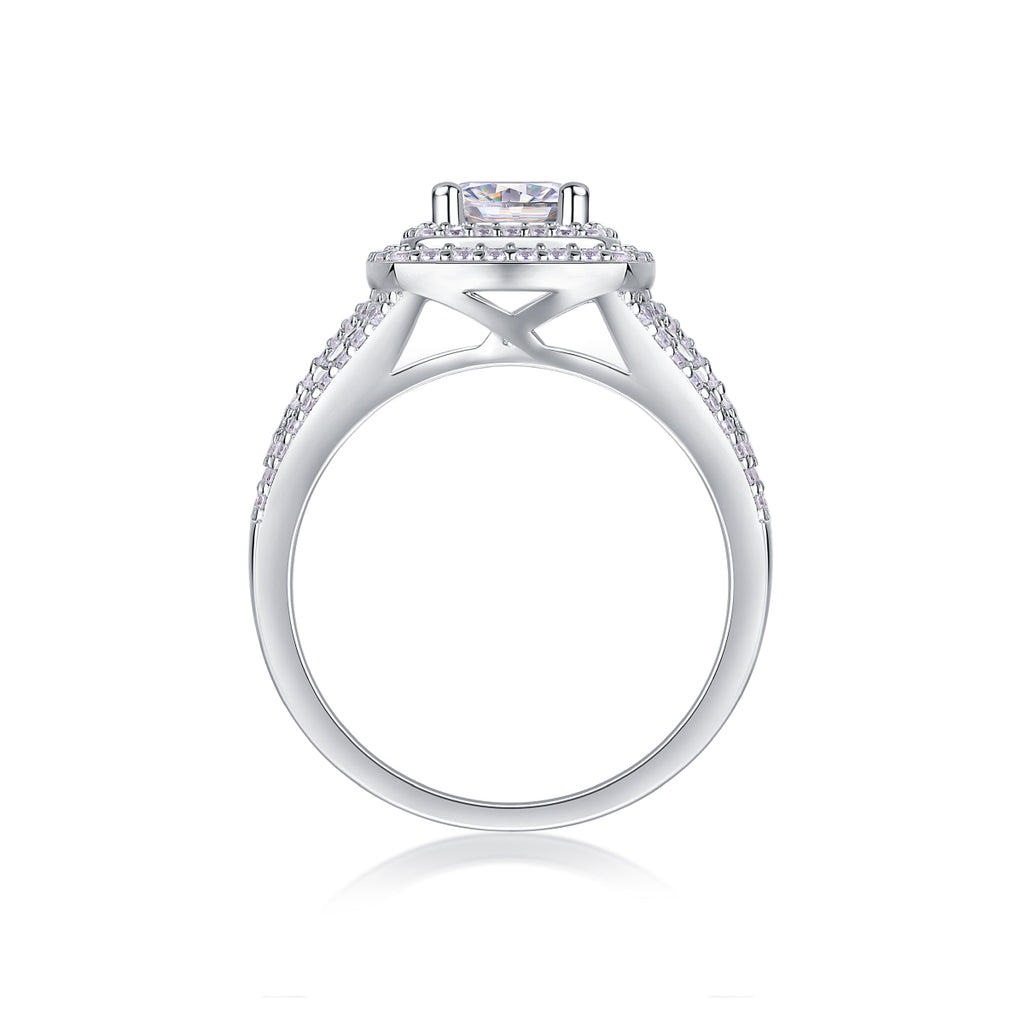 Supreme Charm - A Wedding Ring Set With 1-carat Top-quality Moissanite S925 Silver And Platinum-plated Diamond Can Be Tested With A Diamond Pen