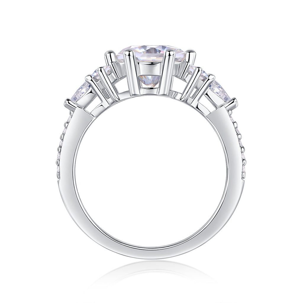 Perfect Encounter - A Wedding Ring Set With 2-carat Top-quality Moissanite S925 Silver And Platinum-plated Diamond. The Ring Can Be Inspected With A Diamond Pen