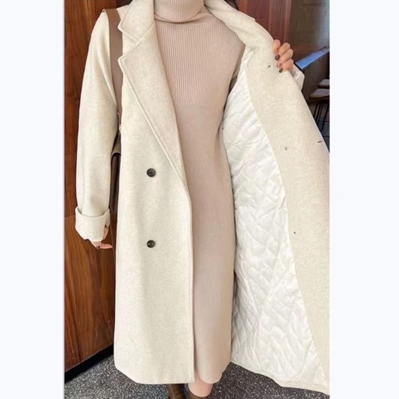 Suit Collar Wool Mid-length Plush Woolen Coat Clipped Button And Lining