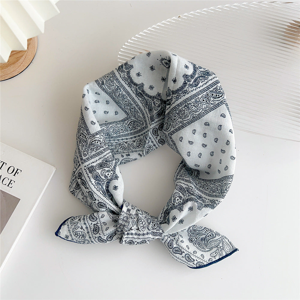 Women's Cotton And Linen Small Square Towel Silk Scarf Artistic All-match Fashion