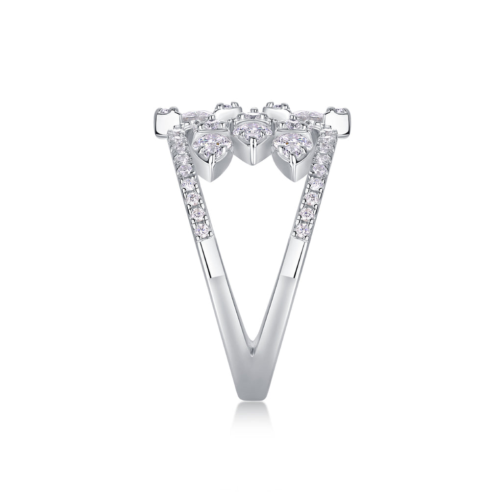 Silent Flower - A Wedding Ring Set With Top-quality Moissanite S925 Silver And Platinum-plated Diamond. The Ring Can Be Inspected With A Diamond Pen