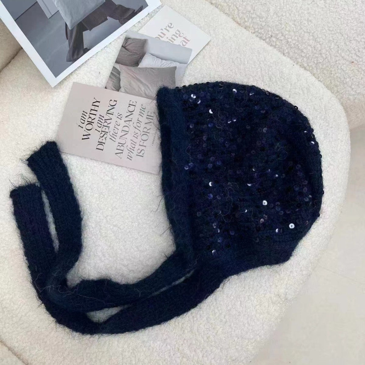 South Korea Designer Model Sequin Bag Cap Women