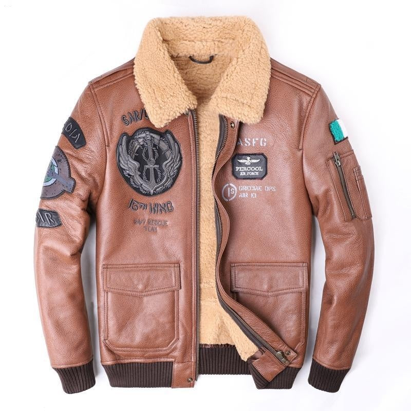 Leather Jacket Flight Suit For Men