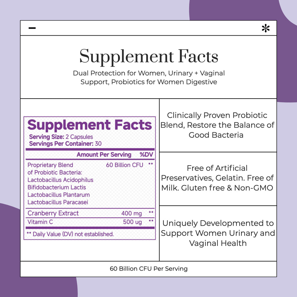 بروبيوتيك مهبلي للنساء، حبوب موازنة درجة الحموضة، صحة الأمعاء الأنثوية، بريبيوتيك، كبسولات 60 مليار وحدة تشكيل مستعمرة، دعم الجهاز الهضمي والمسالك البولية