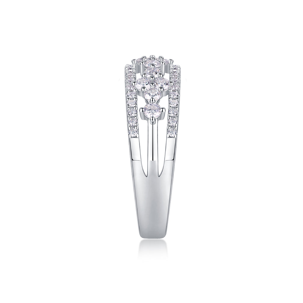 Monet's Garden - A Wedding Ring Set With Top-quality Moissanite S925 Silver And Platinum-plated Diamond. The Ring Can Be Inspected With A Diamond Pen