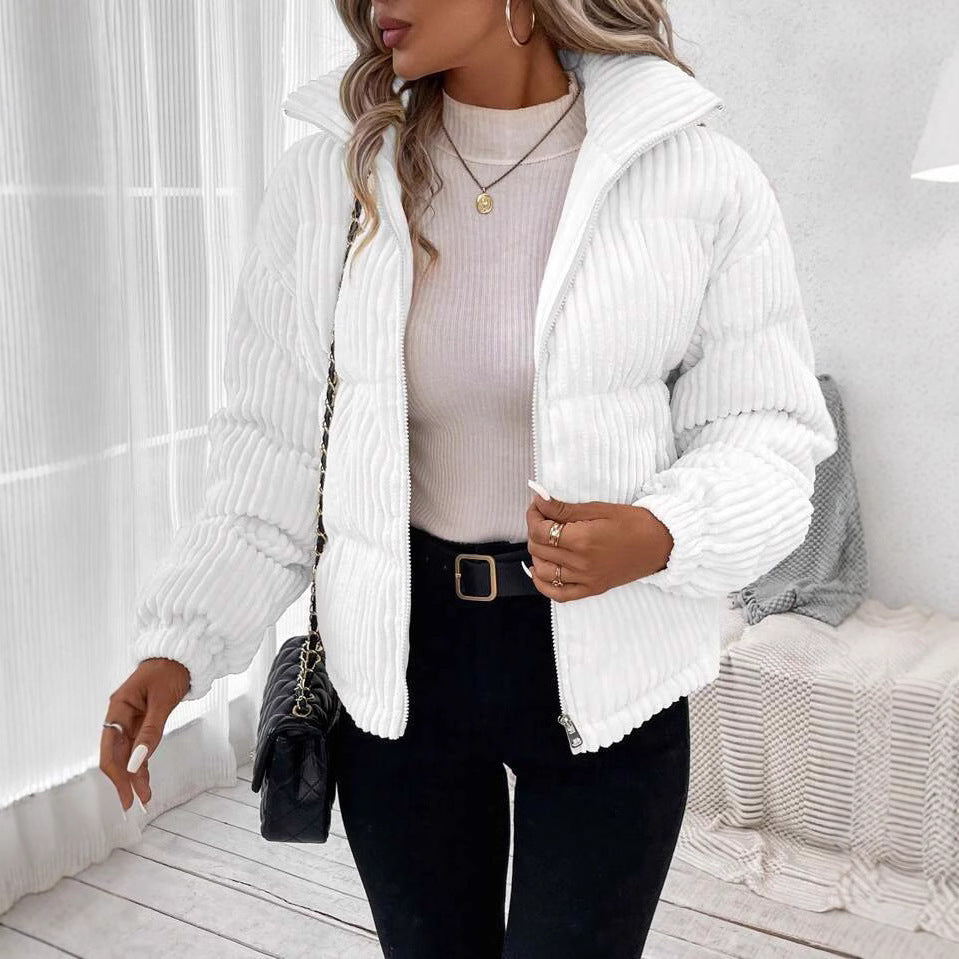Women's Thickened Plus Size Short Corduroy Cotton Coat Jacket