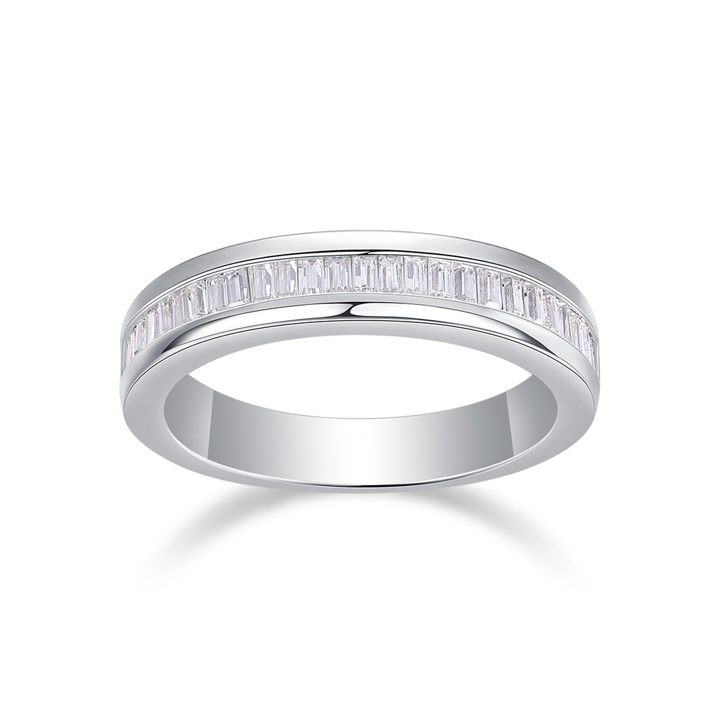 The Beauty Of Overlap - A Wedding Ring Set With Top-quality Square Moissanite S925 Silver And Platinum-plated Diamond Can Be Inspected With A Diamond Pen