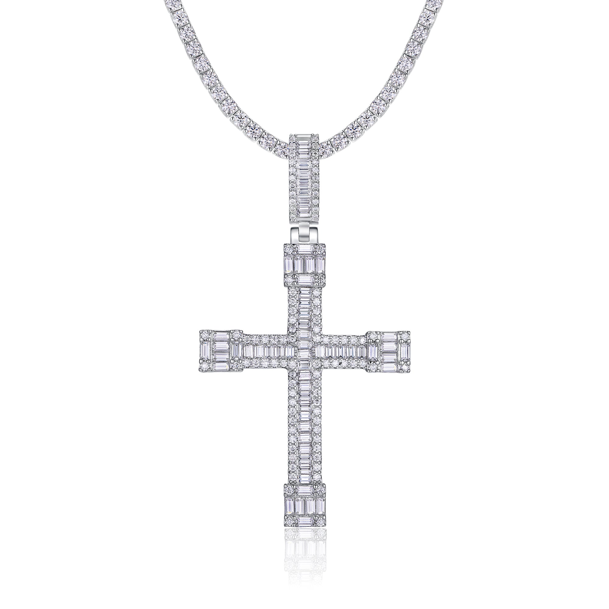 Set With Top-quality Moissanite, This Luxurious And Fashionable Light Luxury Trend Jewelry Necklace Pendant Is Made Of S925 Silver Electroplated With Platinum