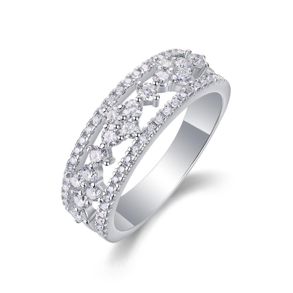 Monet's Garden - A Wedding Ring Set With Top-quality Moissanite S925 Silver And Platinum-plated Diamond. The Ring Can Be Inspected With A Diamond Pen