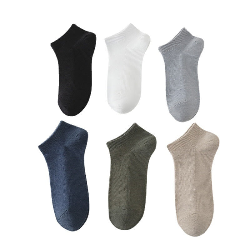 Solid Color Breathable Sweat Absorbing Simple Low-cut Polyester Boat Socks