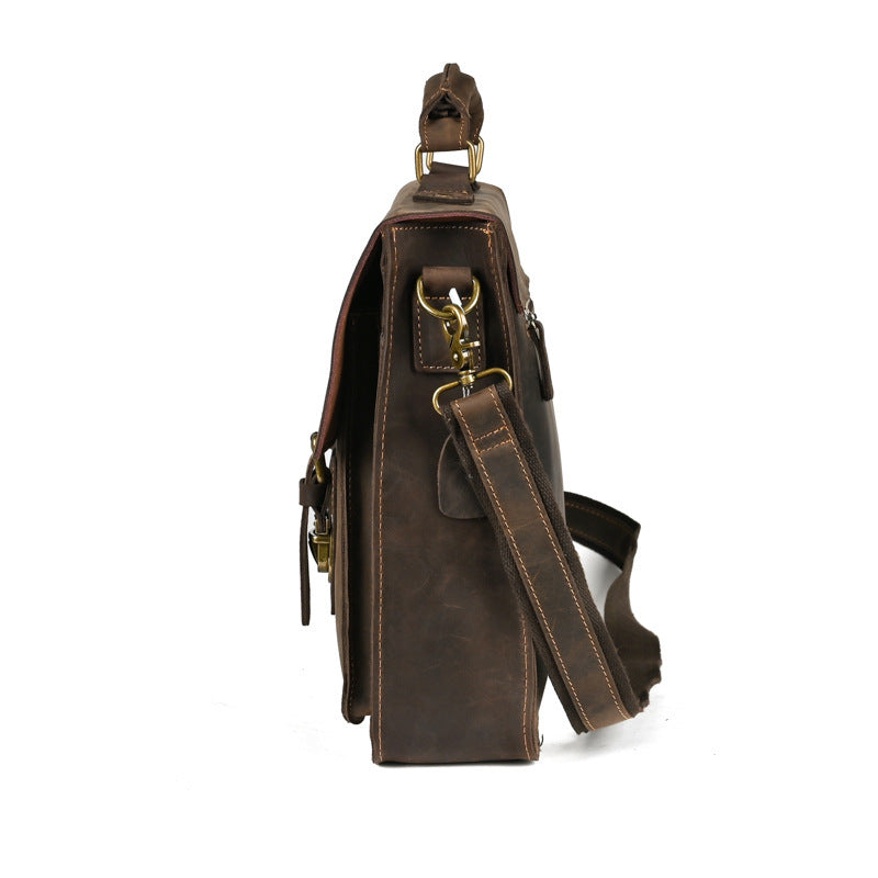 حقيبة كمبيوتر محمول جلدية فاخرة بكتف واحد