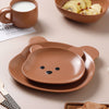 Cute Bear Ceramic Rice Bowl Breakfast Plate Set