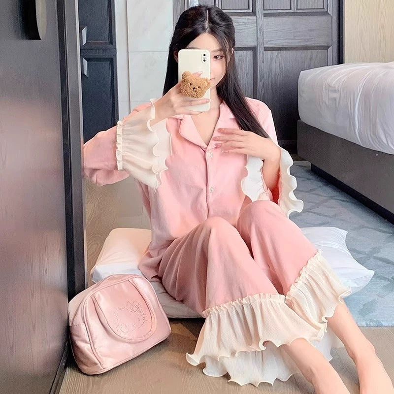 Womens Thickened French Princess Style Pajamas For Fall And Winter