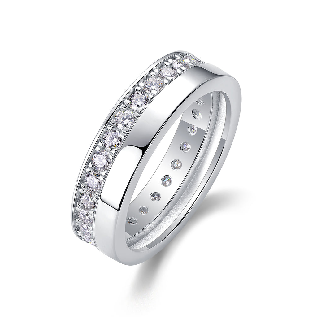 Star River - Set With Top-quality Moissanite S925 Silver And Gold-plated Diamond Wedding Ring. The Ring Can Be Inspected With A Diamond Pen