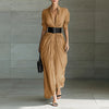 Fashionable Elegant Lapel Breasted Shirt Dress With Belt