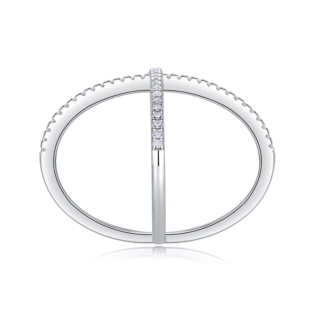 X-shaped Heart Movement - Set With Top-quality Moissanite S925 Silver And Platinum-plated Diamond Wedding Ring. The Golden Color Of The Ring Can Be Tested With A Diamond Pen