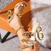 Golden 8-word Heel Profiled Heel Fashion Lace-up High-heeled Sandals Temperament