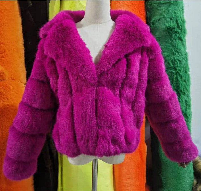 Coat Imitation Fox Fur Women's Clothing