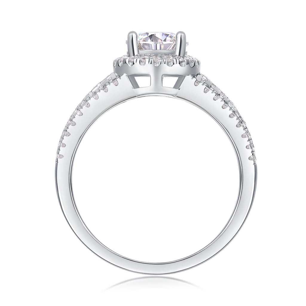 Looking Back - A Wedding Ring Set With 1-carat Top-quality Moissanite S925 Silver And Platinum-plated Diamond Can Be Inspected With A Diamond Pen