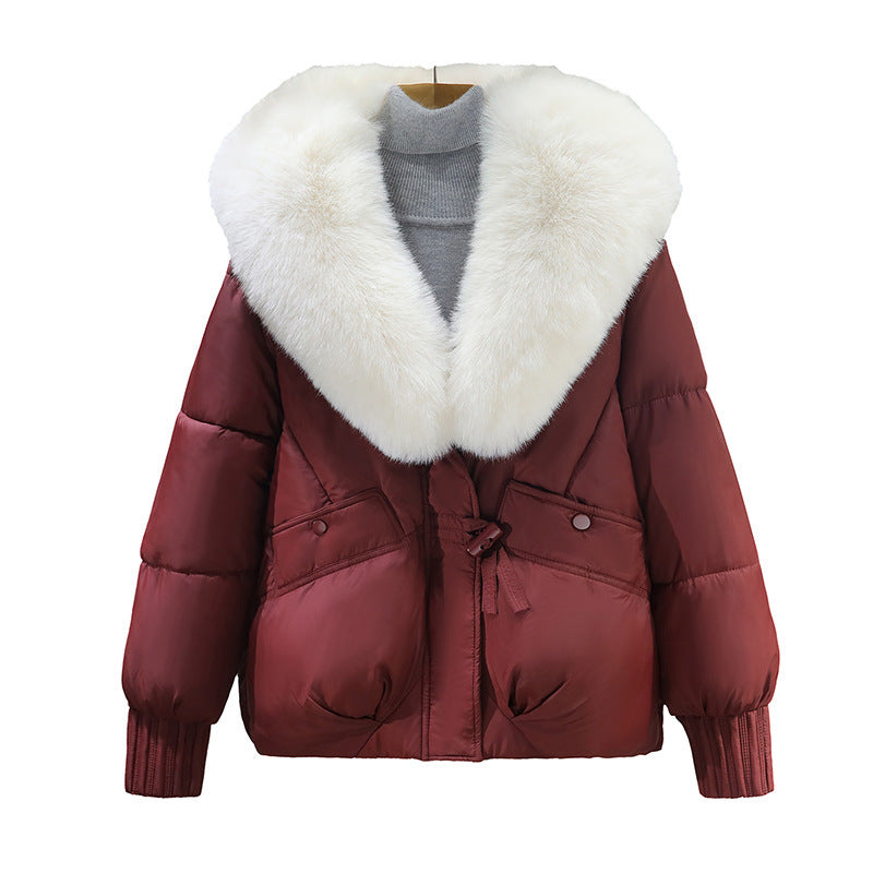 Big Fur Collar Thick Warm Korean Style Light Luxury Trendy Coat