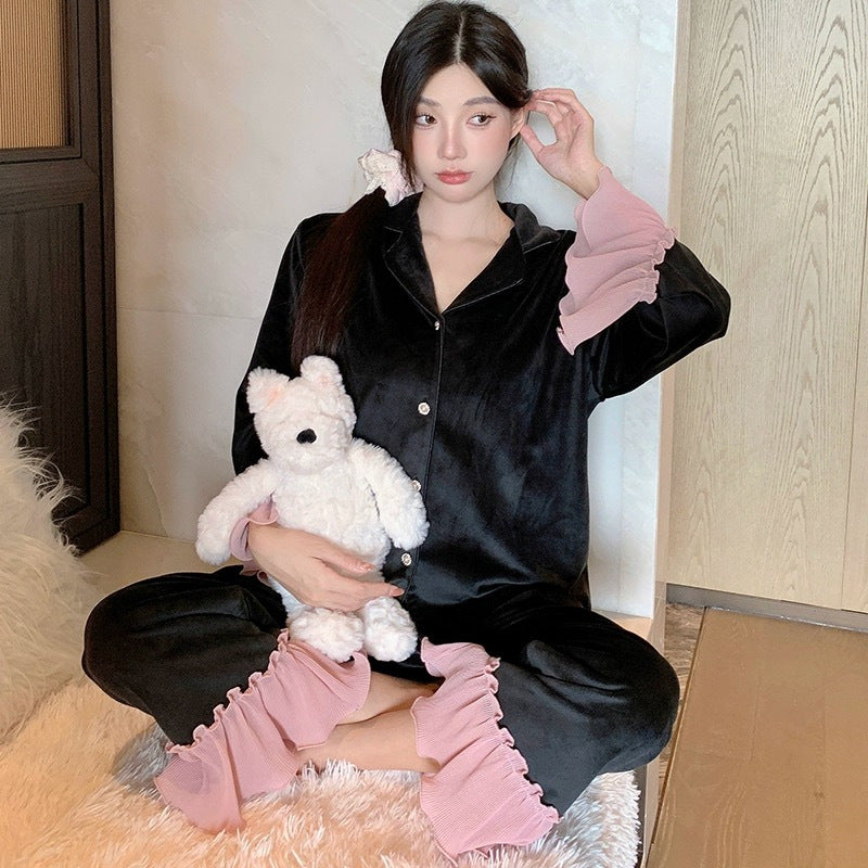 Womens Thickened French Princess Style Pajamas For Fall And Winter