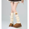 Bear Foot Sock Knitted Bow Hair Ball Pile Style Leg Warmer