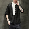 Cotton And Linen Casual Stitching Loose Half Sleeves