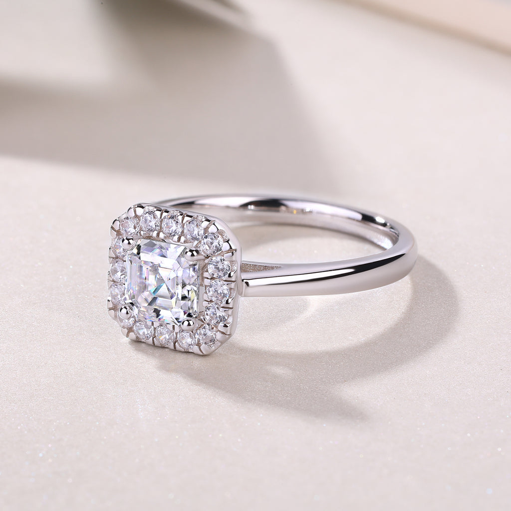 Fangyuan - A Wedding Ring Set With Top-quality Moissanite S925 Silver And Platinum-plated Diamond Can Be Inspected With A Diamond Pen