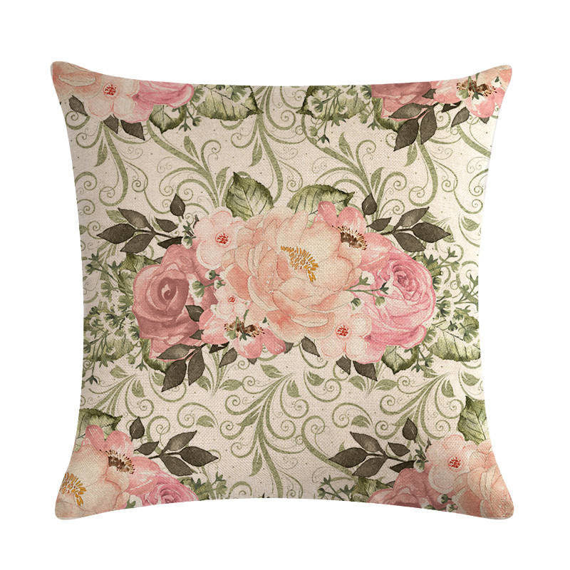 Floral Cushion Cover Cotton Linen Pillowcase