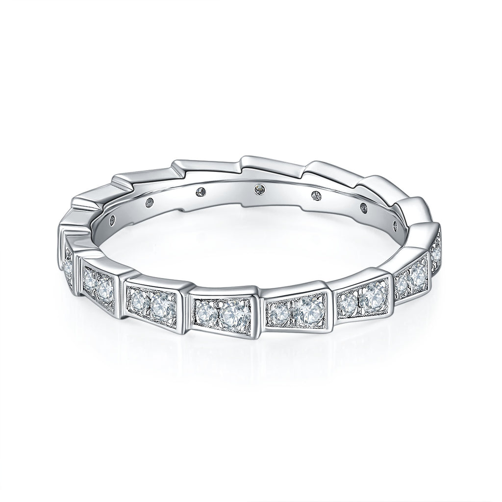 The Snake Mark - A Wedding Ring Set With Top-quality Moissanite S925 In Silver And Platinum-plated. The Ring Can Be Inspected With A Diamond Pen