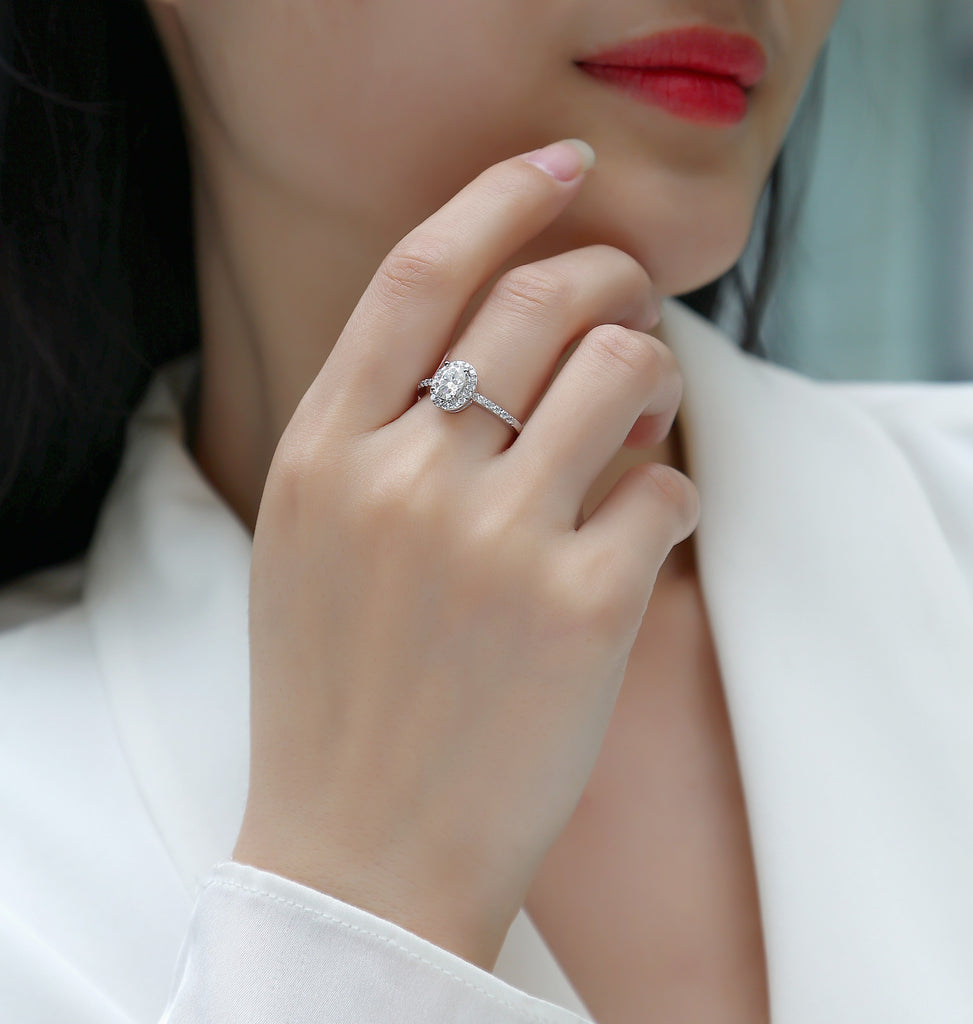 Moonlight Forest - A Wedding Ring Set With Top-quality Moissanite S925 Silver And Platinum-plated Diamond. The Ring Can Be Inspected With A Diamond Pen