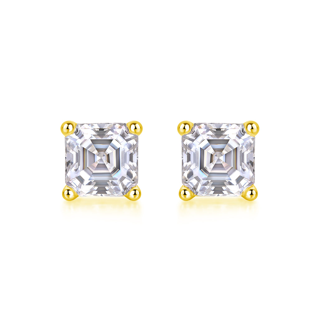 Unrestrained - Top-quality Moissanite S925 Silver And Platinum-plated Stud Earrings, A Fashionable And Trendy Accessory That Can Be Tested With A Diamond Pen In Gold Rose Gold