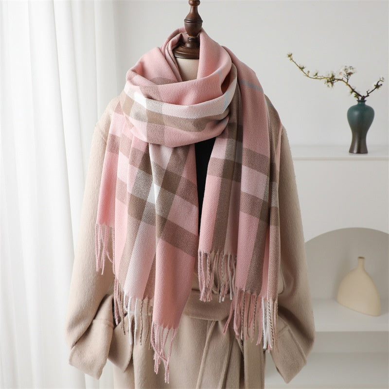 Cashmere-like Plaid Warm Shawl Scarf Unisex All-matching
