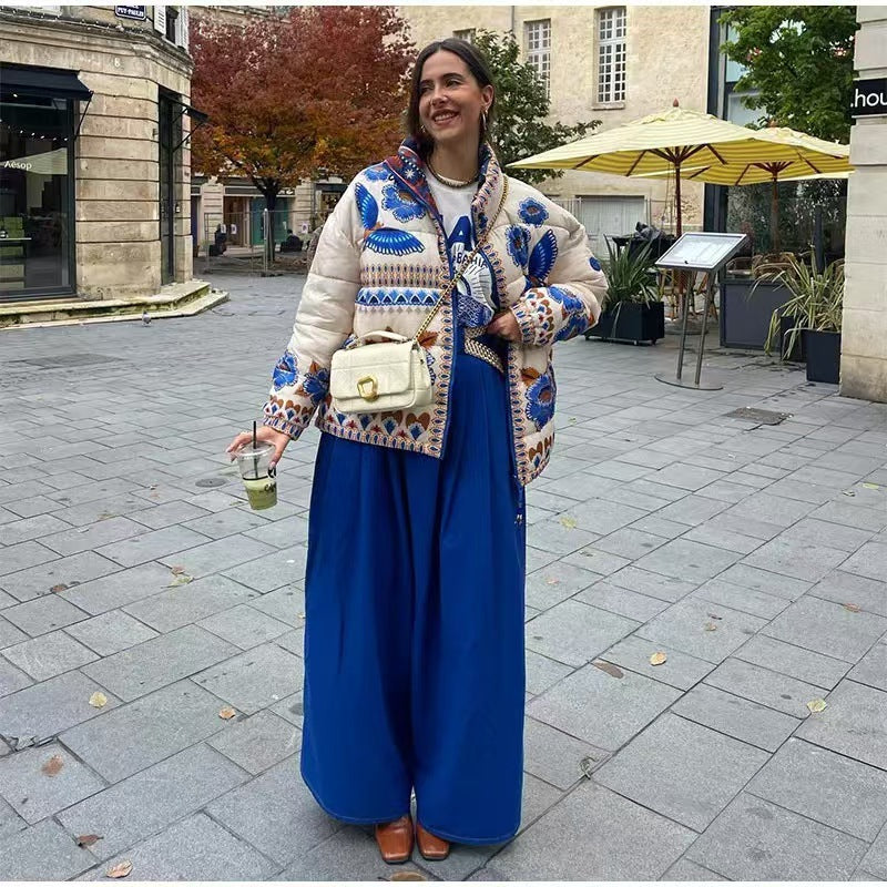 Women's Fashion Positioning Pattern Print Cotton-padded Jacket