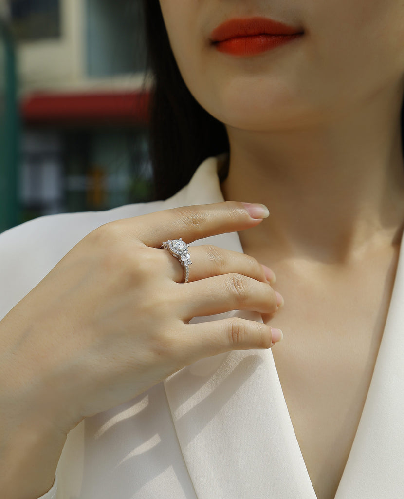 Exciting - A Wedding Ring Set With 1-carat Top-quality Moissan S925 Silver And Platinum-plated Diamond Can Be Tested With A Diamond Pen