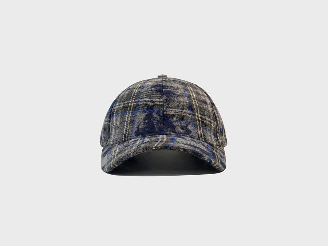 Plaid Retro Washed Baseball Cap For Women