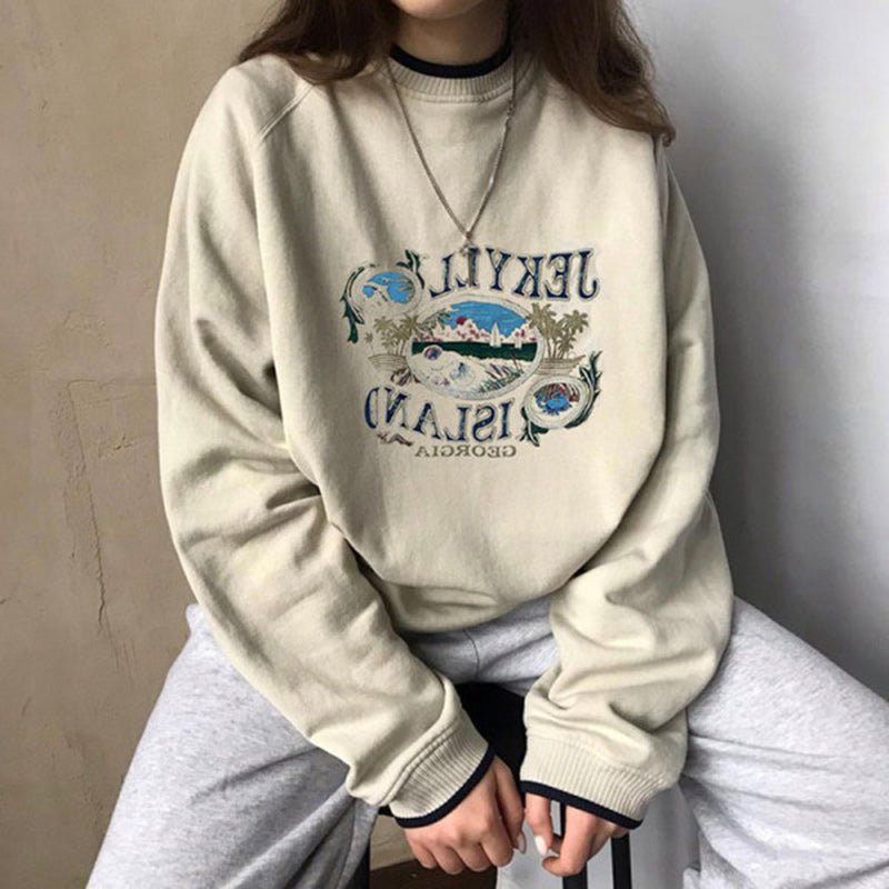 Early Autumn Lazy Style Printed Sweater Women - Eshtree