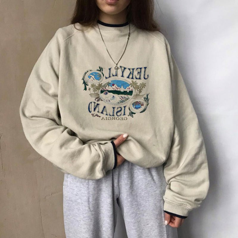 Early Autumn Lazy Style Printed Sweater Women - Eshtree