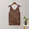 Ice Silk Knitted Bright Thread Diamond-encrusted V-neck Camisole