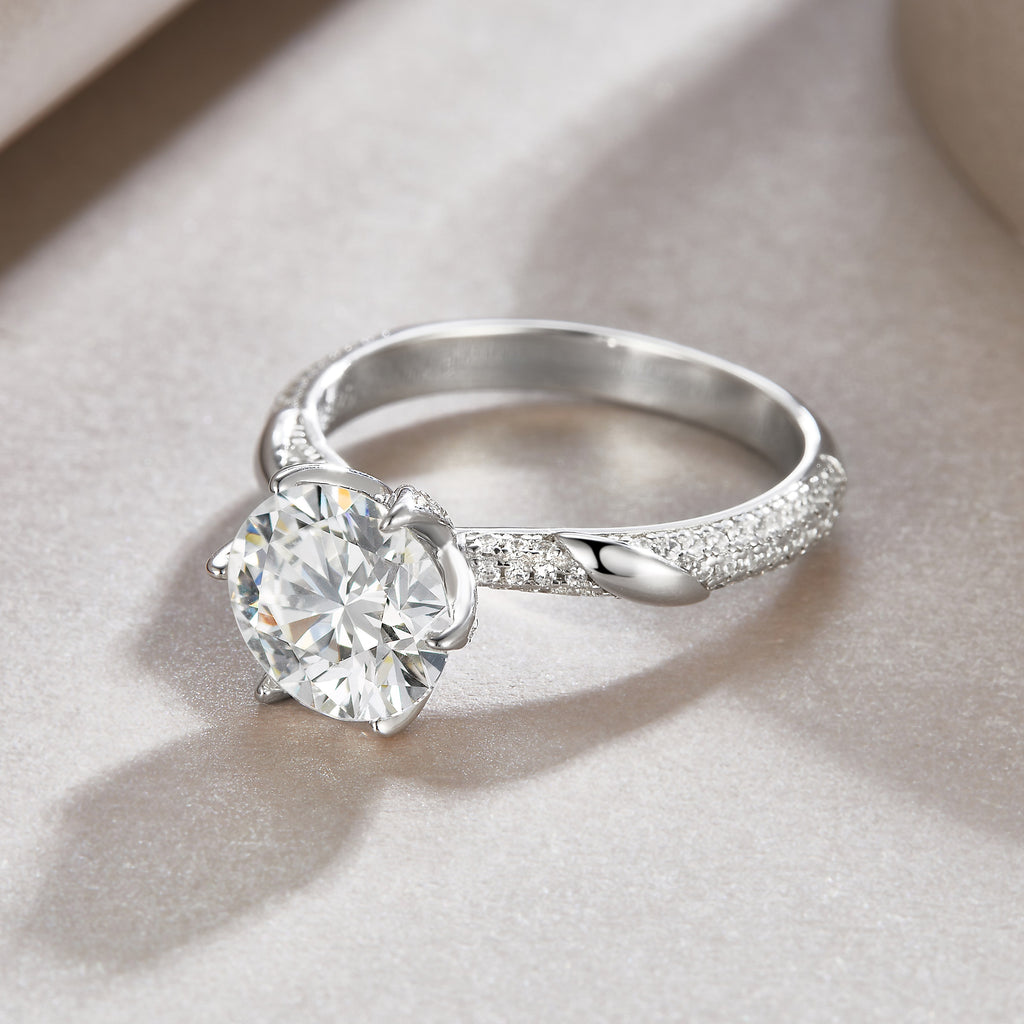 Polar Starlight - A Wedding Ring Set With 3-carat Top-quality Moissanite S925 Silver And Platinum-plated Diamond. The Ring Can Be Inspected With A Diamond Pen
