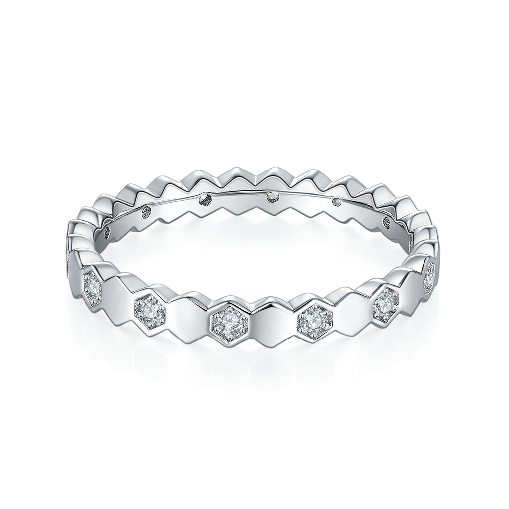 Bee Dance Of Light And Shadow - A Wedding Ring Set With Top-quality Moissanite S925 Silver And Platinum-plated Diamond. The Ring Can Be Inspected With A Diamond Pen