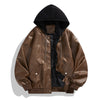 Fake Two-piece High Street Cool Retro Leather Jacket For Men