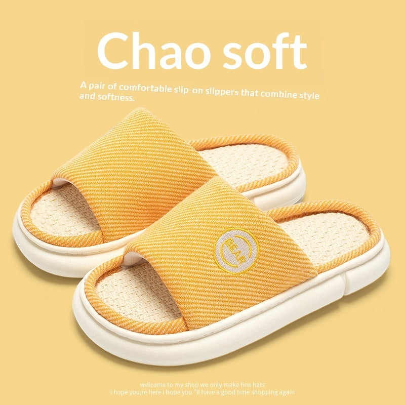 Household Spring And Autumn Indoor Home And Office Cotton And Linen Slippers