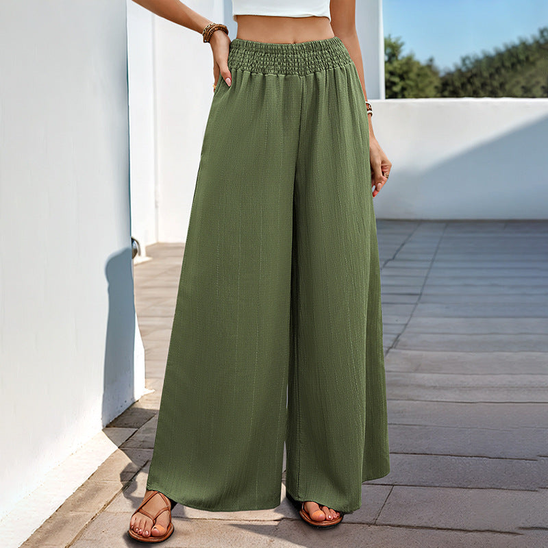 Green Casual Wide-leg Pants For Women
