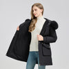 Women's Winter Fur-Lined Hooded Parka Coat Mid Length Down