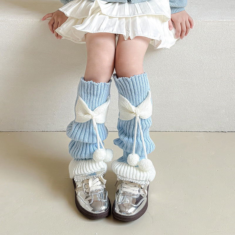 Lolita Bow Cute Knitting Wool Calf Socks