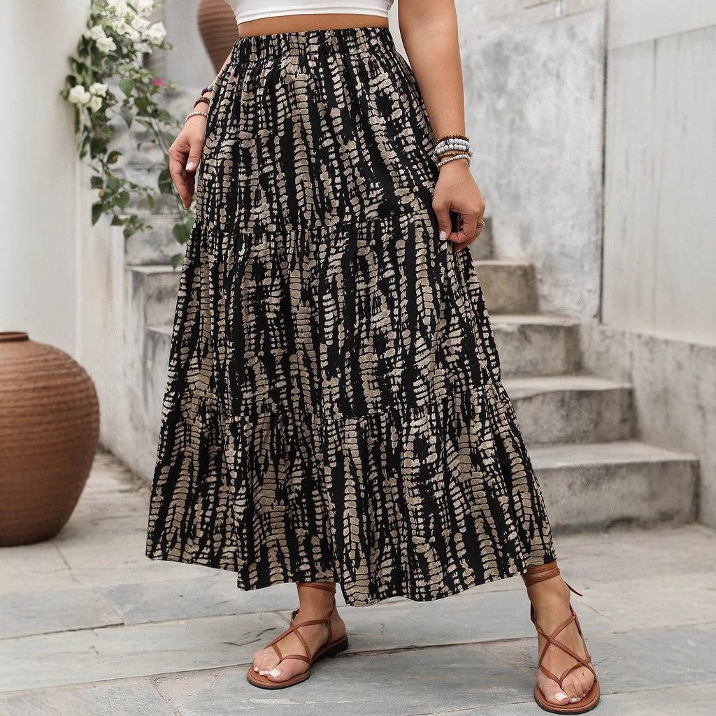 تنورة نسائية أنيقة متعددة الاستخدامات بمقاسات كبيرة وخصر عالٍ