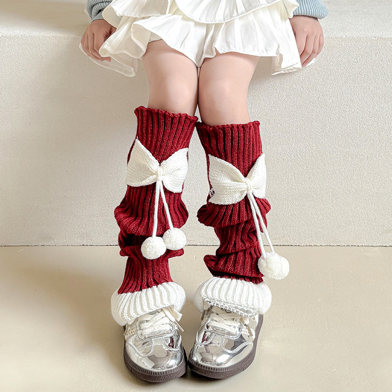 Lolita Bow Cute Knitting Wool Calf Socks