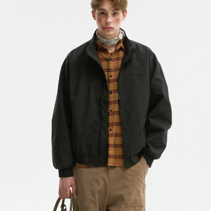Stand Collar Jacket Men Autumn Pilot Silhouette Short Coat