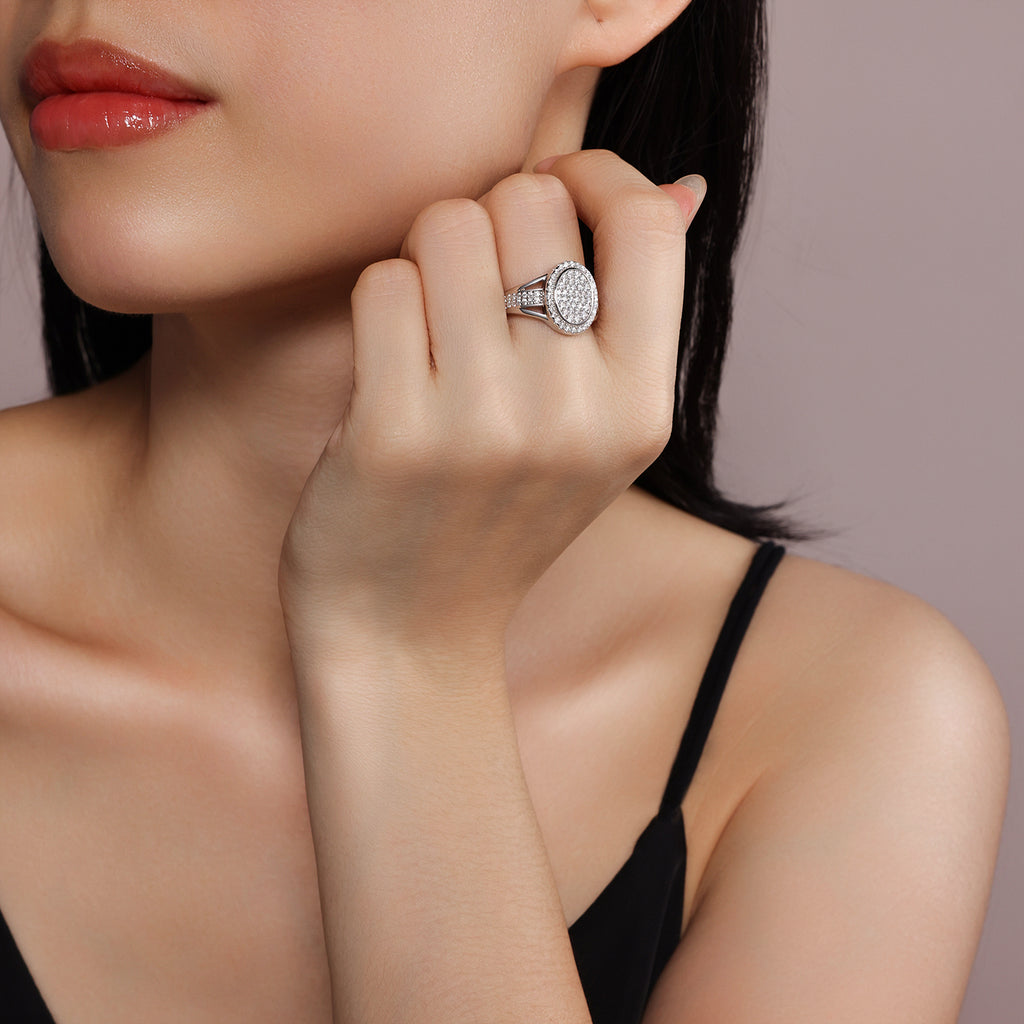 Starlight - Men's Ring, Diamond Ring And Wedding Ring Set With Top-quality Moissanite S925 Silver And Platinum-plated. The Ring Can Be Inspected With A Diamond Pen